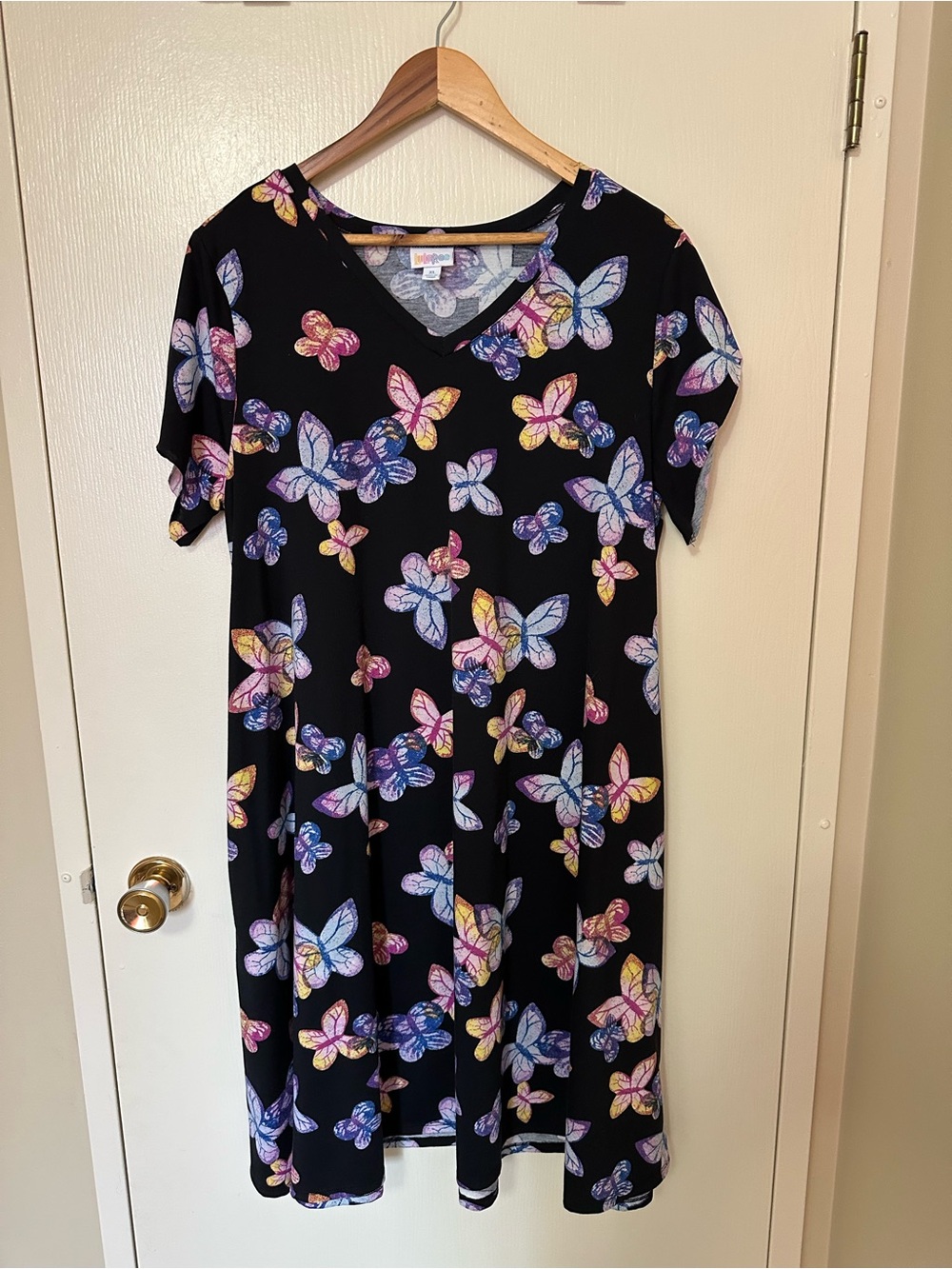 2 for 15 LuLaRoe Black Midi Dress with Multicolor Butterfly Print